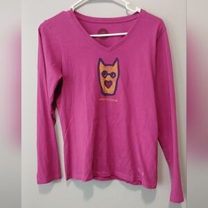 Life Is Good Unconditional Love Pink Long Sleeve Shirt Womens XS